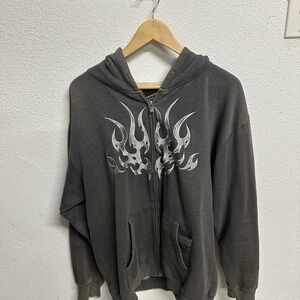 Y2K Top Heavy Flames Hoodie